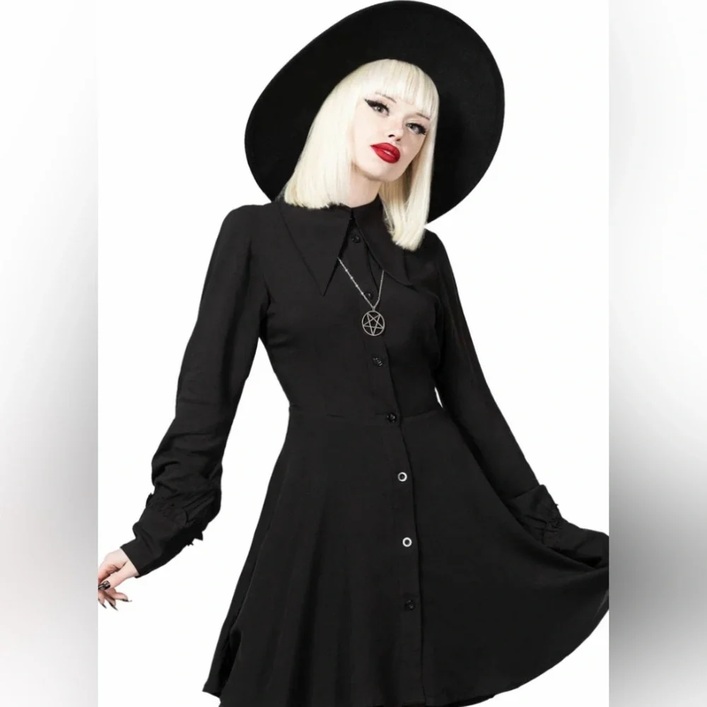 Killstar 🖤 Kimaris Long-Sleeve Gothic 🖤 Black Dress NWT ✨ - Picture 1 of 10